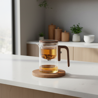 Elegant Glass Teapot with Wooden Handle