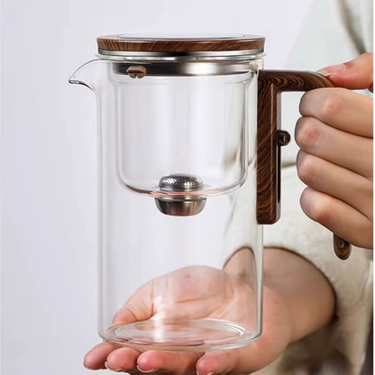 Elegant Glass Teapot with Wooden Handle